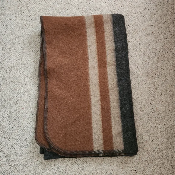 ALICIA ADAMS Alpaca Blanket Brown Striped Home Bedding 63 x 54 Made In Peru - Picture 7 of 8